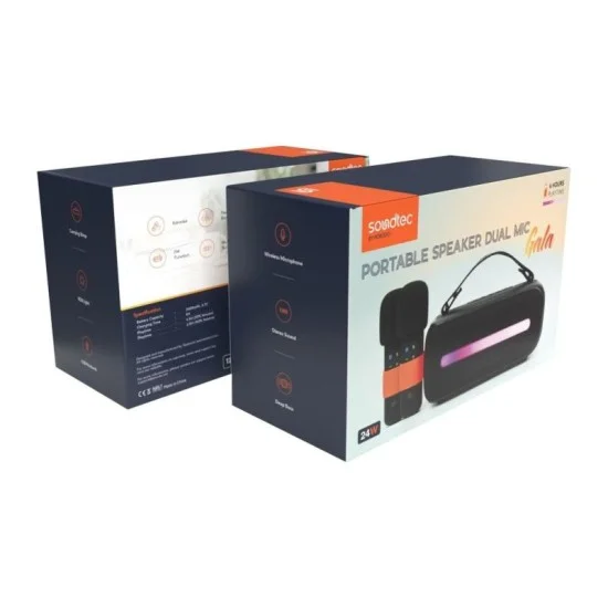 Speaker Soundtec 14W With Dual Wireless Microphone Porodo - Black
